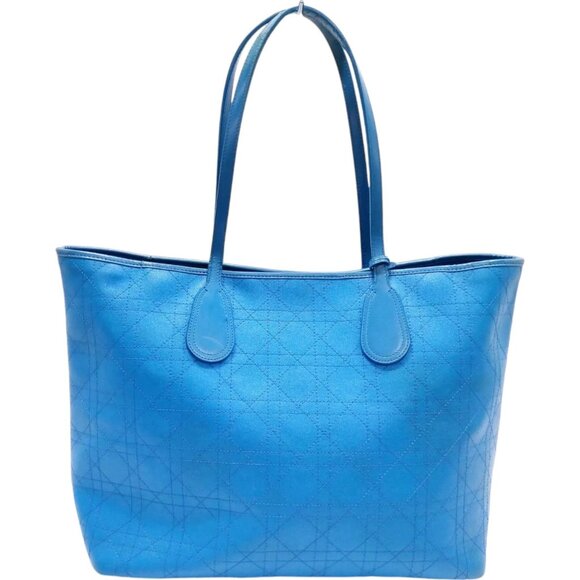 041405AZ (X6) Christian Dior Tote Bag Blue Leather - Picture 1 of 9